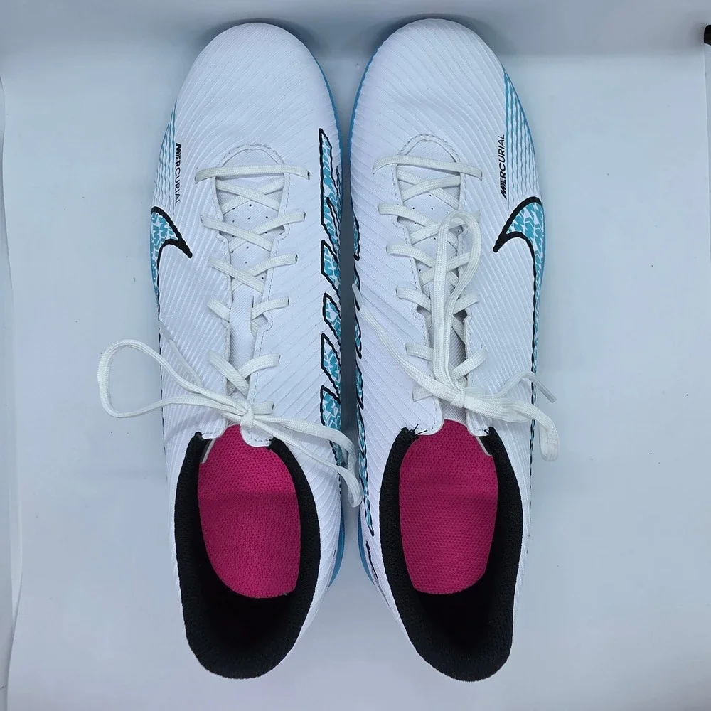 Nike Mercurial Vapor 15 Club TF Turf Soccer Shoes White Blue DJ5968-146 Men's 13